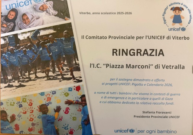 Attestato UNICEF Comitato Provinciale di Viterbo a.s.2025-2026